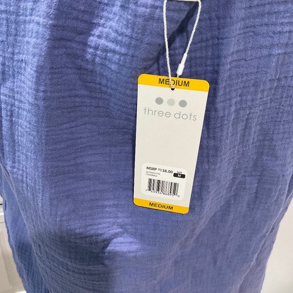 Three Dots Double Gauze Top, Blue, Various Sizes, NWT - Picture 2 of 7